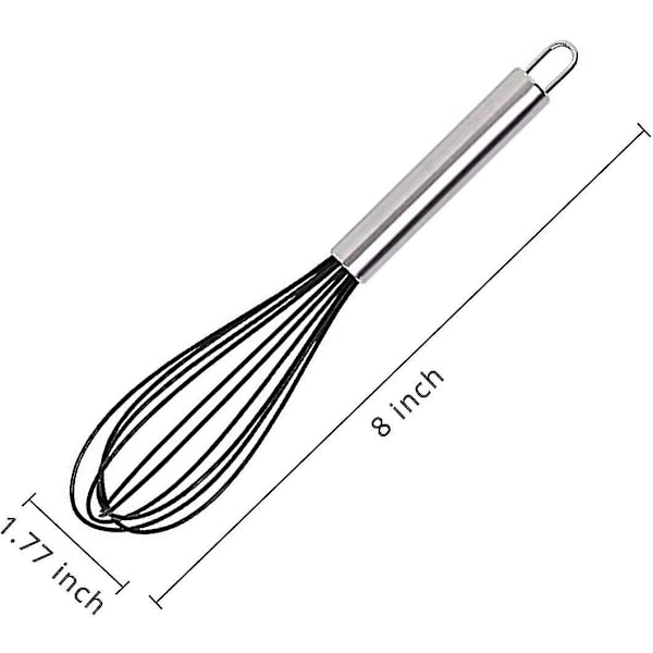 Köksvisp i silikon, ballong Mini Trådvisp, Rostfritt stål & Silikon Non-stick Beläggning Hand Äggvisp, För Blandning Vispning Rörning 2
