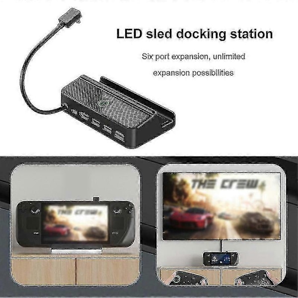 Steam Deck -telakka 6 in 1 Steam Deck -telakointiasema jalusta lisätarvikkeet 3*usb 3.0 Hdmi 4k@60hz Gigabit Ethernet 1000mbps Pd 60w Hub g20242407672