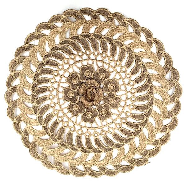 Nytt brodert dukbord brikke Jul rund bordbrikke kopp pad kaffekrus bryllup te coaster serviett brikke kjøkken EP06 Random delivery 26-28cm