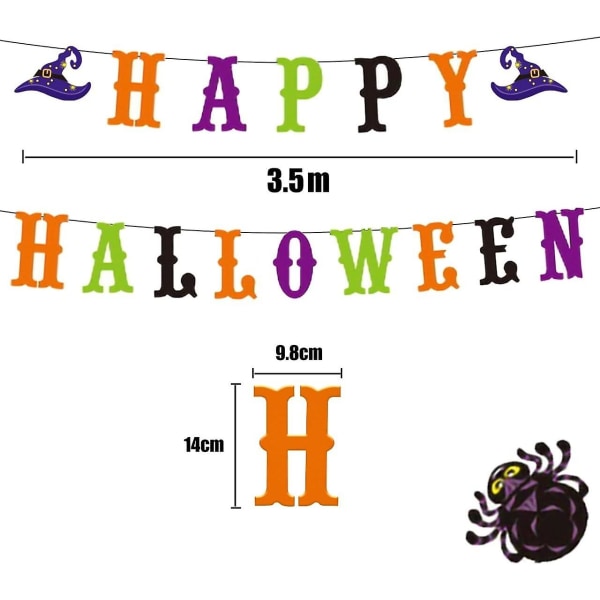 Halloween-banneri, Happy Hanging Pumpkin -bannerisetti, värikäs ja helppo asentaa Halloween-koristebanneri 3,5 metrin narulla toimistoon, kotiin ja O Orange