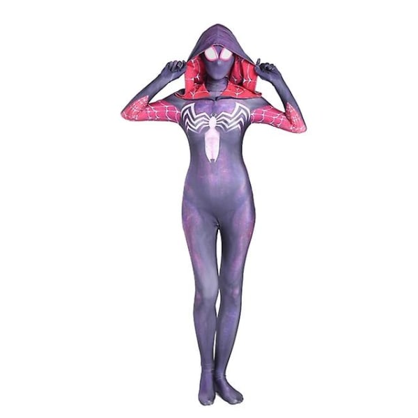 Spider Gwen Stacy Cosplay Dräkt Symbiote Venom Carnage Mask Huva Zentai Kostym Anti-gwenom För Kvinnor Flickor Halloween Outfit Hög kvalitet 4 S