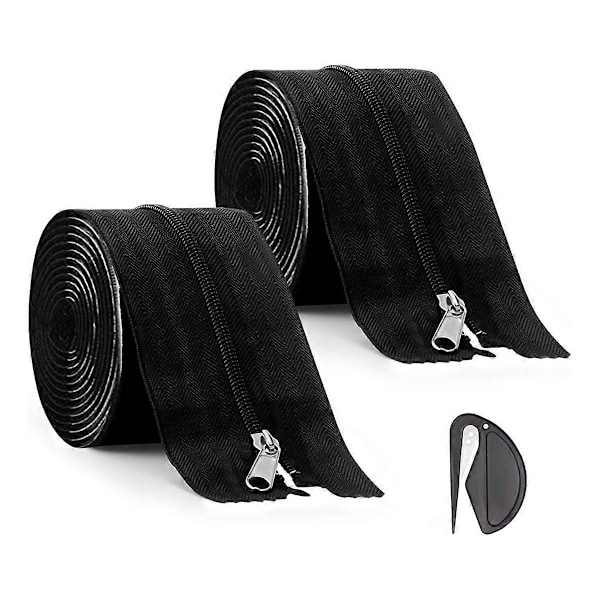 Kraftiga Dragkedjor, 2-Pack Dammskyddsdragkedjor med Plastfolieskärare, Dubbelsidiga Tältdragkedjor f