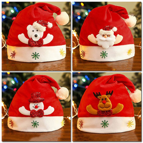 Nya Julhattar Vuxna Barn Kostym Tomte Snögubbe Ren Festivalhatt Ornament För Navidad Nyårspresenter 26 28*40cm