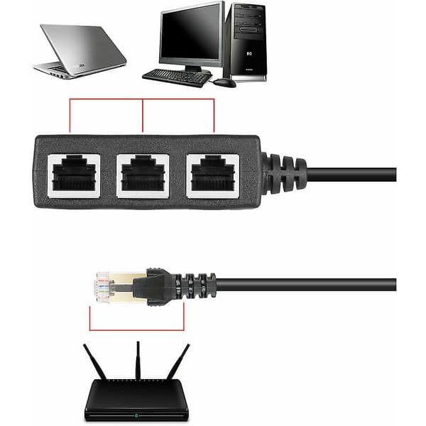 RJ45 LAN Ethernet 1 til 3 Port Splitter Kabel Netværk med Cat5, Cat5e, Cat6, Cat7 Adapter Socket