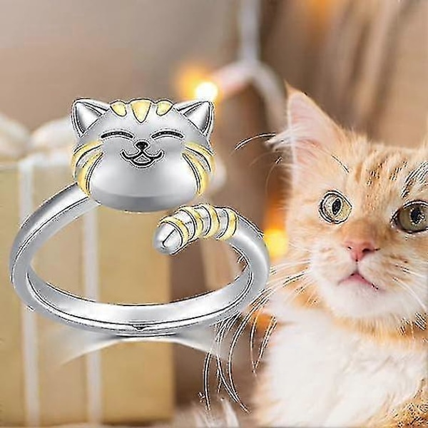 Sød Kat/Hund Spinner Ring 925 Sterling Sølv Dyr Kat/Hund Fidget Ring Mod Angst Til Kvinder Piger-FCY