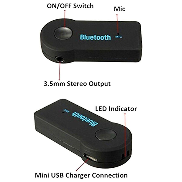 Trådløs Bluetooth 3.5mm AUX Audio Stereo Musik Hjemme Bil Receiver Adapter