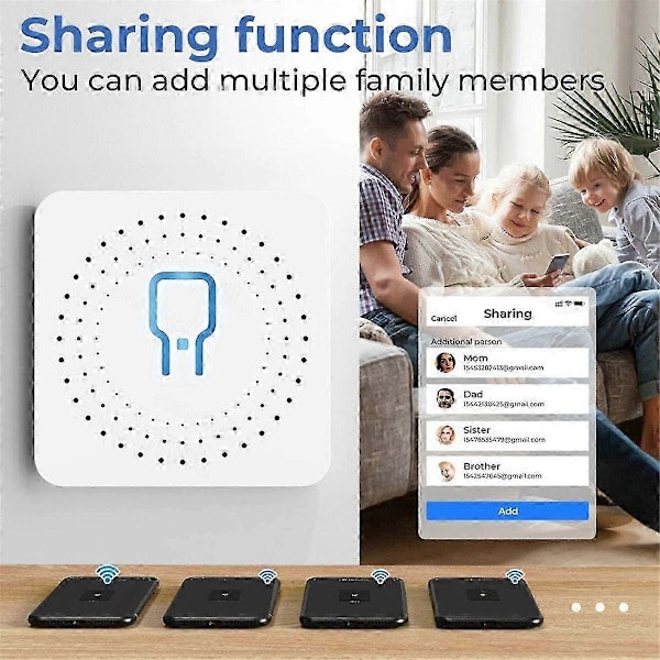 Smart Switch Modul med WiFi RF433 Fjernbetjening, Mini Afbryderrelæ til Hjemmeautomatisering DIY