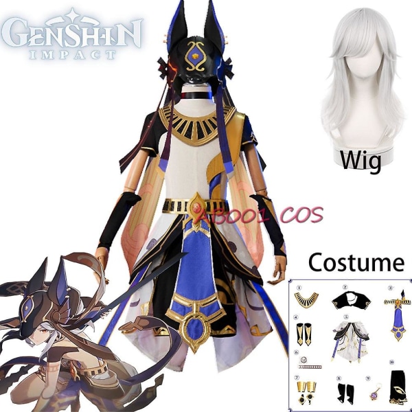 Peli Genshin Impact Cyno Cosplay -asu Miesten taistelupuku poikien puku Halloween Cyno Cosplay -asu täysi set ja hattu Cos Men S