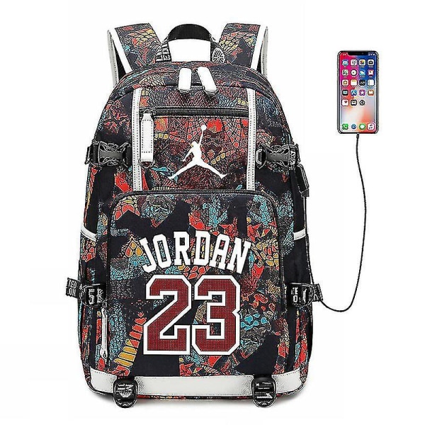 Nba Peripheral Series Star monitoiminen USB reppu Luminous Fluorescent Backpack_y Red james