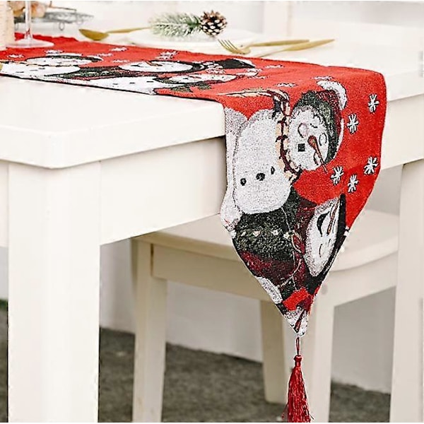 Rektangulär Julduk Polyester 35*180m Julgransmönster för Julbordsdekoration Tryckt Julduk Absorberande Bordsduk