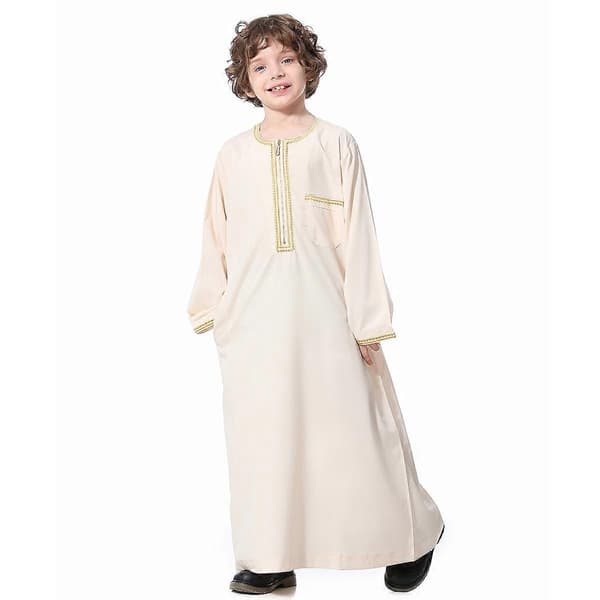 Drenge Saudi Muslim Islamisk Kaftan Beige 160CM