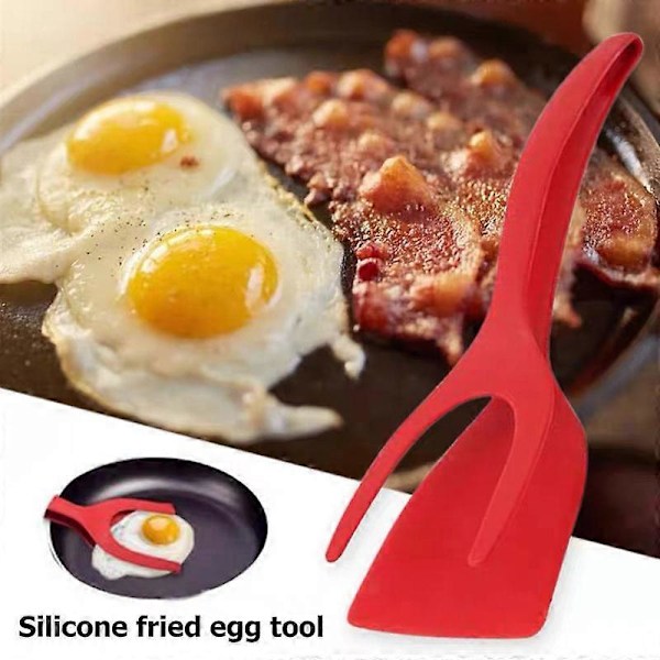 Röd 2-delad Non-Stick Spatel, 2 i 1 Kökstång och Spatel med Non-Stick Beläggning, 2 i 1 Äggstek Spatel Non-Stick Roterande Grillad San