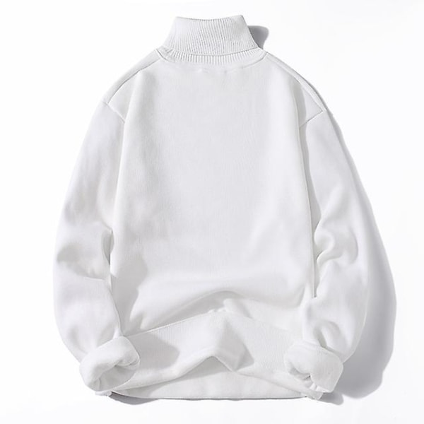 Vinter Herre Fleece Rullekrave Sweater Mænd 2022 Ny Casual Strikket Tyk Pullover Mandligt Mærke Efterår Cashmere O-hals Herre Toppe White turtleneck L (54-63KG)