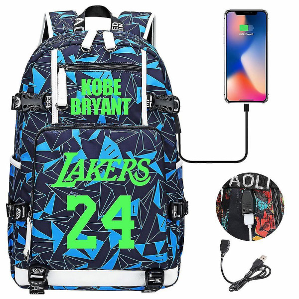 Ungdoms Student Skolväska Män Och Kvinnor Fritidsrese Ryggsäck Ko Be Bryant No.24 Lakers Ryggsäck Självlysande Ungdoms Grund- Och Gymnasieskola Väska Usb C color-7