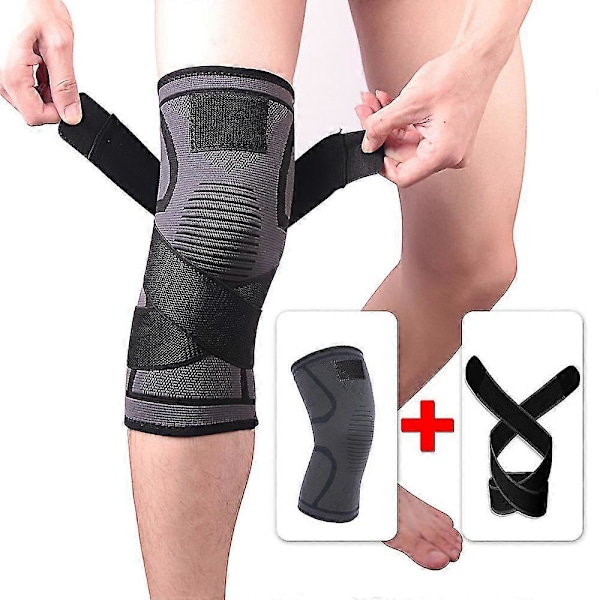 Justerbart knästöd 3D Kompression Gym Knäskydd Ärm, svart Xl