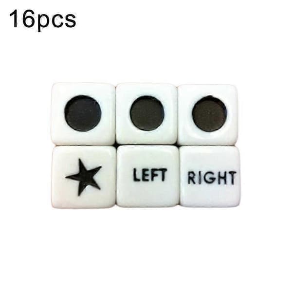 16 st Left Right Center Tärningsspelset Left Right Center Tärningsklassiska spel