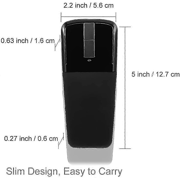 Mini Trådløs Mus Sammenleggbar Arc Touch Mus 2.4ghz Optisk Datamus USB-Mottaker For Microsoft PC Laptop (svart)