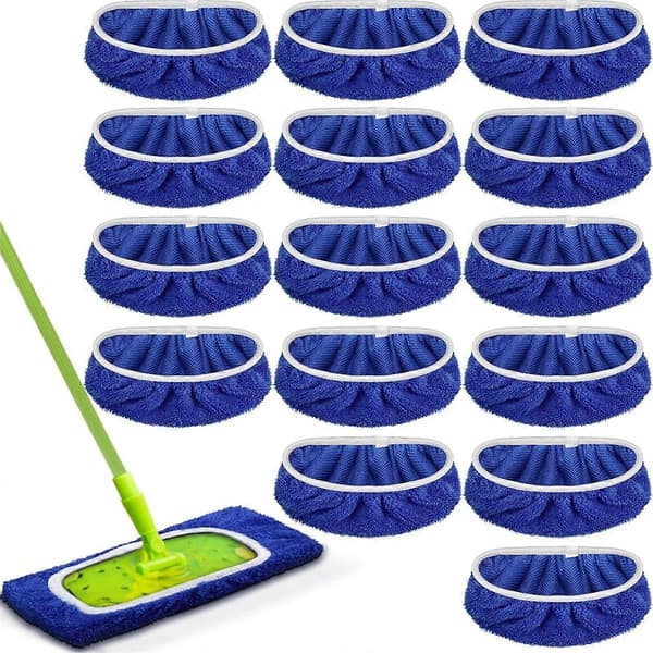16 stk. vaskbare moppepuder til moppe refills genanvendelig moppeklud til rengøring af hårde gulve tør og våd