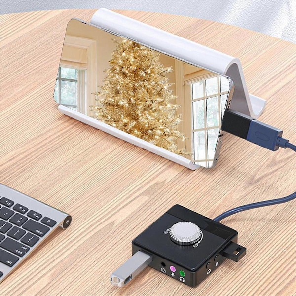 USB Eksternt Lydkort 3.5mm Jack Volumjusterbar Nettbrett Datamaskin Mikrofon Telefon Ekstern Stereo Lydadapter