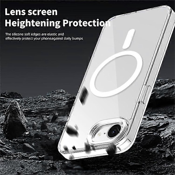 Kompatibelt deksel for iPhone 16e TPU+PC Transparent Magnetisk Telefondeksel Transparent