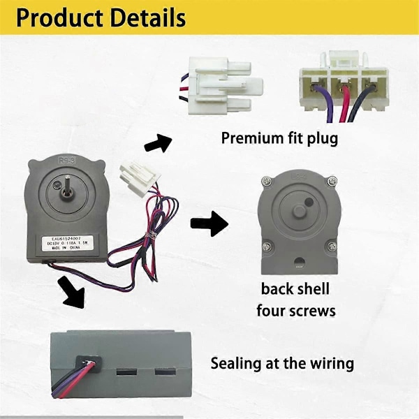 EAU61524007 Kylskåpsfläktmotor för kylskåp Ersätter EAU60694510 EAP10058947 PD0
