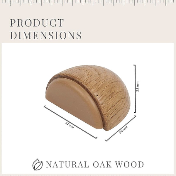 Sett med 6 dørstoppere - Dørstopper i tre med lim for gulv og parkett - Selvklebende dørstopper - Dørstopper (natur Oak-Yvan)