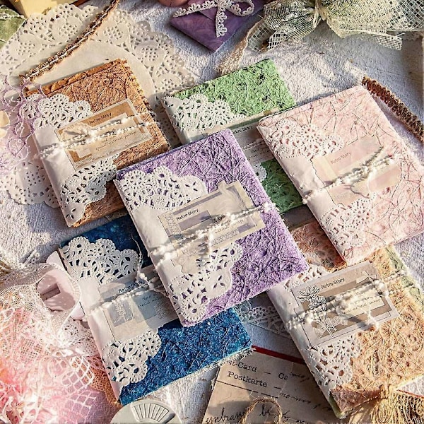 96 Ark Teksturert Scrapbook Papir & Mesh Stoff Assortert Sett, 6 Pakke Blandet Spesialpapir for Scrapb