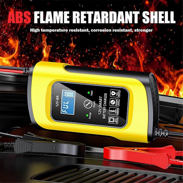 12V 8A Puls Reparationsoplader til Gel Bil Motorcykel Lastbil Blysyrebatteri Oplader Digital LCD Disp