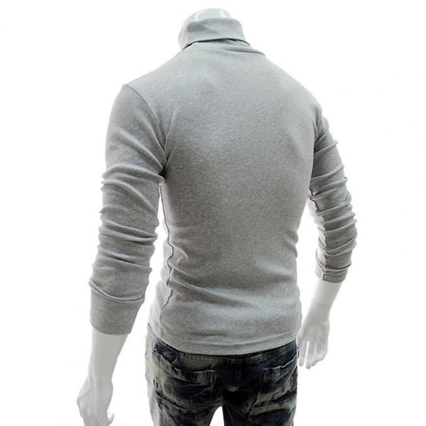 Topper Gensere Strikket Genser Langermet Høyhalset Herre Genser Myk Elastisk Strikket Skjorte For Høst Vinter Strikkede Gensere Light Grey M