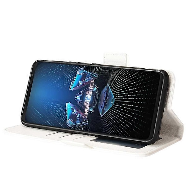 Yhteensopiva Asus ROG Phone 5 / ROG Phone 5s / ZS676KS / ZS673KS Litsi-kuvioinen PU-nahkainen puhelinkotelo magneettisella sulkimella varustettu lompakko St White