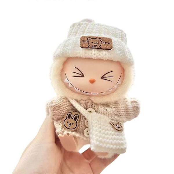 17 cm Mini Dukketøjsdragt Tilbehør Til Labubu Sweater Hat Skuldertaske Tøj Labubu Dukketøj Modetøj A8