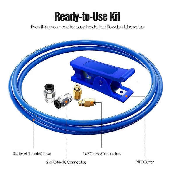 Bowden slange kit, PTFE-slange til 1,75 mm filament, Cutter A