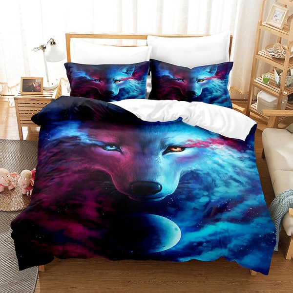 W9 Ulver Dyreverden 3D-printet Sengesett Dynetrekk Dynetrekk Putetrekk AU single 140x210cm