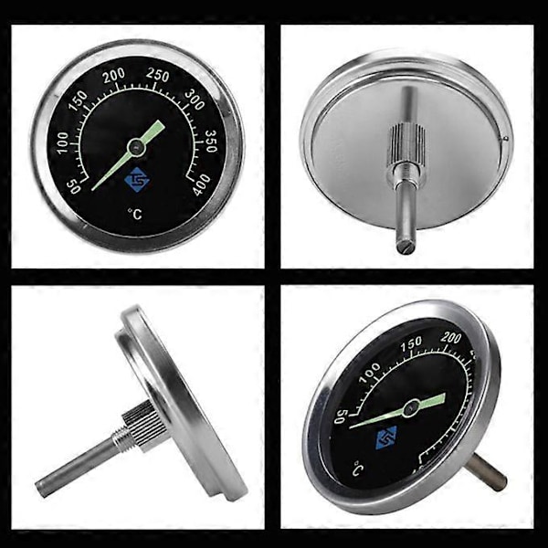 BBQ Termometer Med Självlysande Belysning För Kolgrill Rök Analog Bimetall Huvlock Temperaturmätare 400