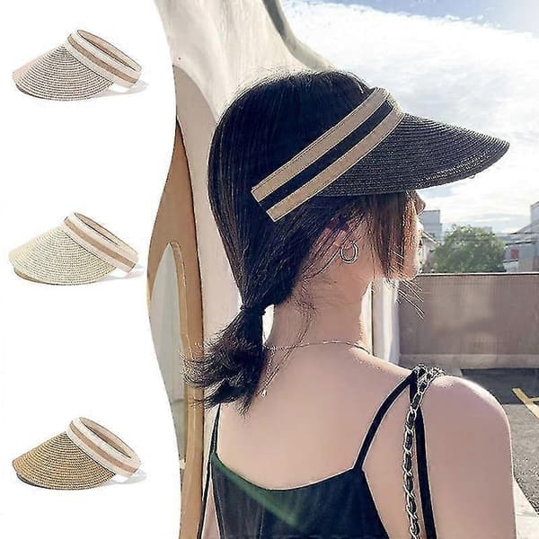 Dame Storbrem Strand Strå Golf Solhatt Sommerhatt black