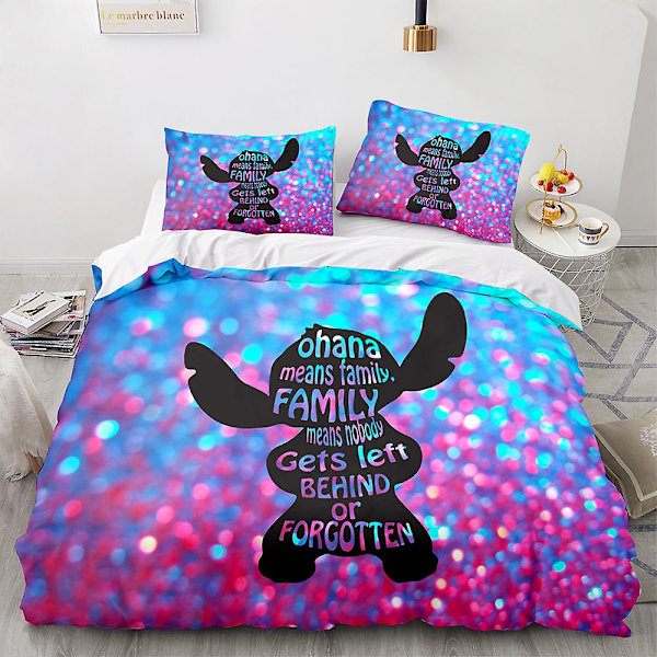 Stitch 3D Printet Sengesæt Dynebetræk Pudebetræk Børnegave Farve 7 AU single 140x210cm