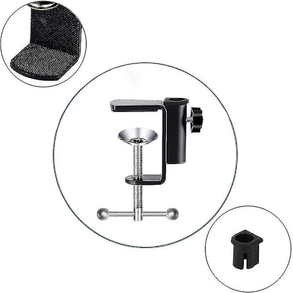 2 stk. Justerbar 0-45 mm Arm Skrivebordsklemme Bordlampe Clip Holder Metal Stand - Sort