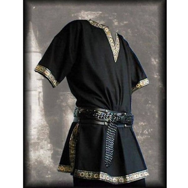 Medeltida Renässansdräkter Män Adelsman Tunika Viking Aristokrat Chevalier Riddare Krigare Halloween Cosplay Kostymer Inget Bälte Brown XXXL Medieval