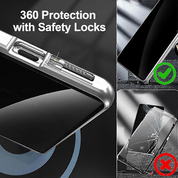 Magnetiskt integritetsskal för Samsung Galaxy S24 Ultra/S24 Plus/S24 med säkerhetslås, magnetiskt dubbelsidigt härdat glasskal, stöder trådlös laddning Red S24 Ultra