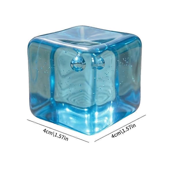 Transparent isbit Fidget-leksak - 4 cm mjuk studsande blå stresslindrande kub Blue 1pcs