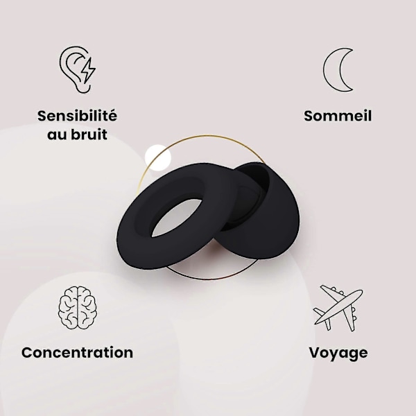 Supermjuka Återanvändbara Hörselskydd 8 Öronproppar I Xs/s/m/l - Snr 27db - Svart