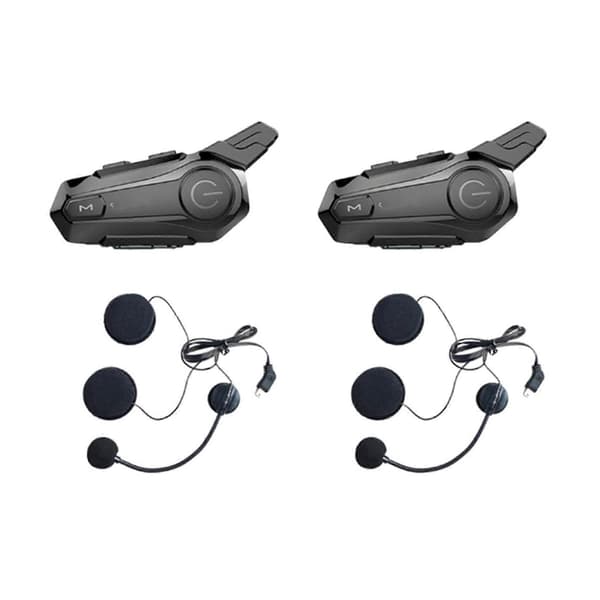 2X Motorsykkel Bluetooth Hjelm Intercom Universell Sammenkobling Interfon Headset med CNC Støyreduksjon