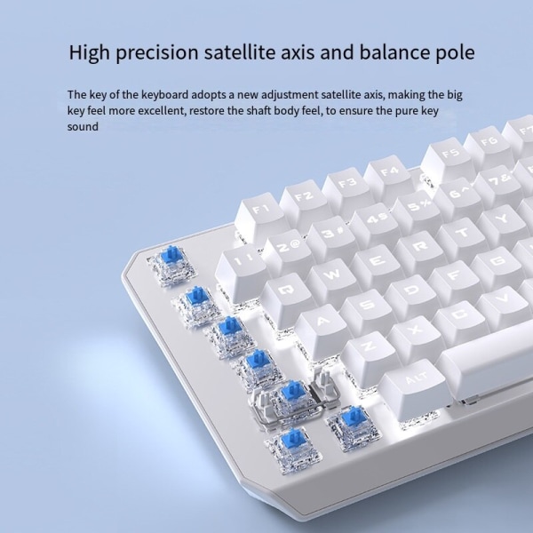 TK87 mekanisk tastatur 87-tasters fuldt udskifteligt kablet gaming tastatur silver-white