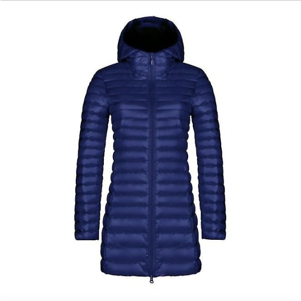 Syksyn ja talven uusi muoti untuvatakki naisten ohut osa, pitkä osa hupullinen korealainen versio ohuesta suuresta yksinkertaisesta takista Navy Blue XL