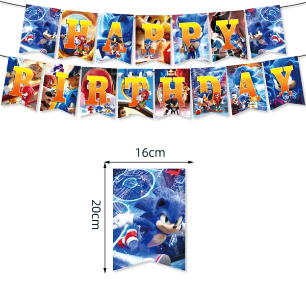 Uusi sarjakuva Sonic Juhlatarvikkeita Poikien syntymäpäiväjuhliin Kertakäyttöiset set Paperilautasella Kupit Lautasliinat Baby shower banner 1set