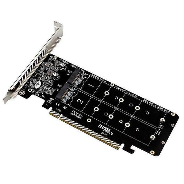 PCIE 4.0 Dual-Disk PCIeX16 till M.2 M-Key NVME SSD-expansionskort, stöder 4 NVMe M.2 M Key 2280 SSD