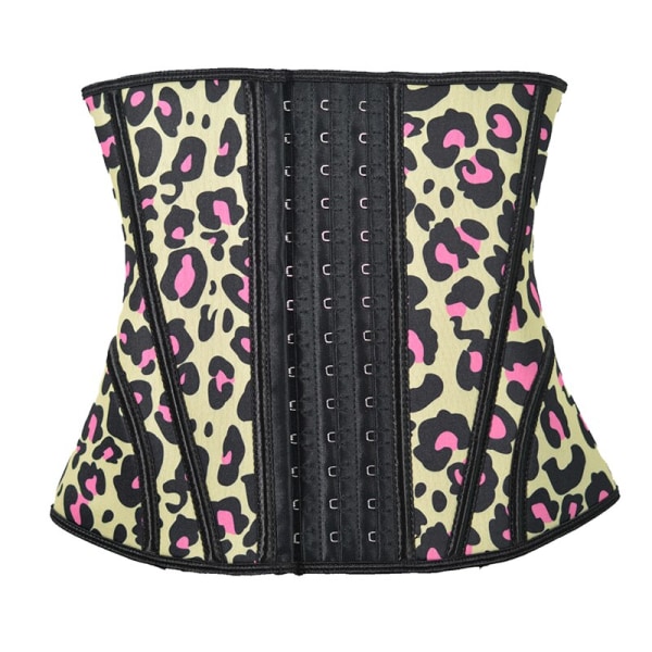 Smalnande midjeträningskorsett för kvinnor, under bysten, åtsittande shapewear Pink-leopard 3XS