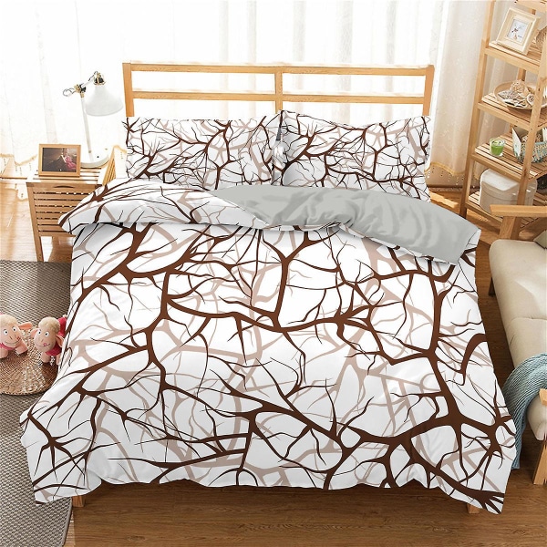 Plant Bamboo Dynetrekk King/Queen Size Grønt Bambusblad Gren Mønster Trykk Sengetøy Sett Mykt 2/3 stk Polyester Dynetrekk