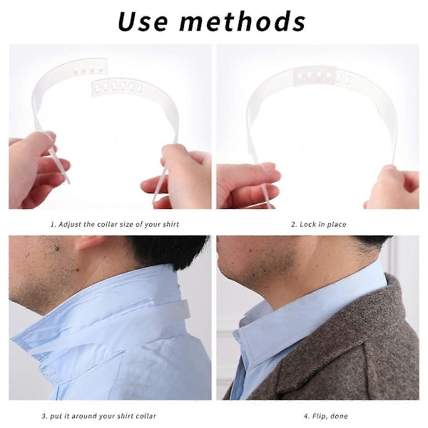 2-pack Justerbara Skjortkrage Stöd, Kragehållare för Män Kvinnor Skjorta & Krage