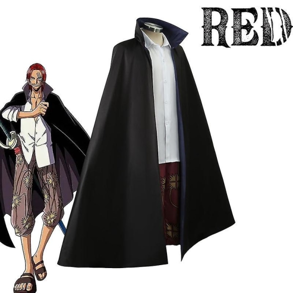 Anime One Piece Cos-dräkt Rött Hår Shanks Skjorta Trenchcoat Kappa Cosplay Kostym Sjöfarts Kung Män Cosplay Kläder Halloween S